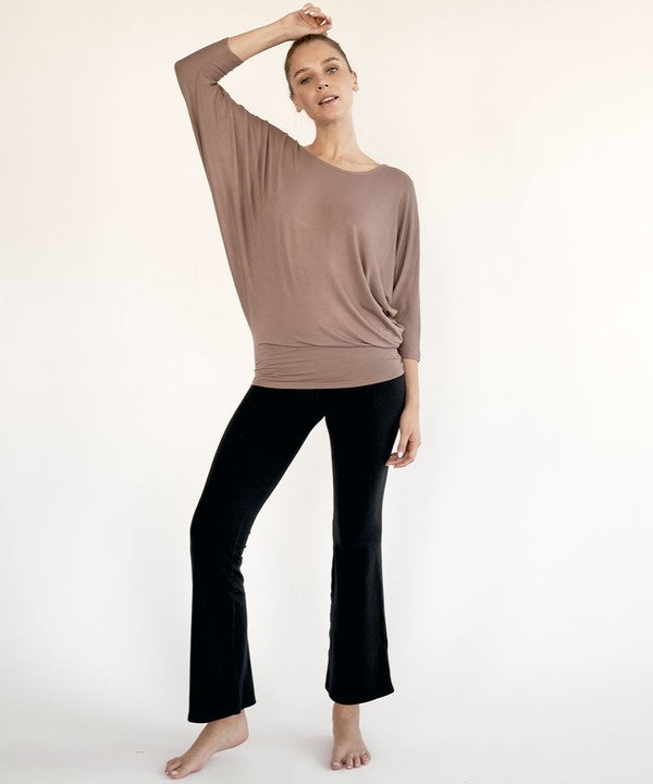 BAMBOO SIDE ROUCH DOLMAN TOP-Charmful Clothing Boutique