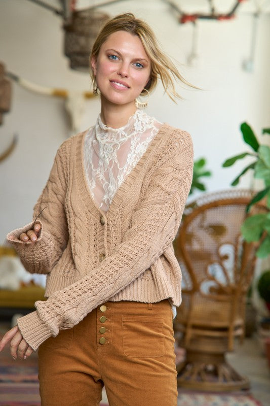 CABLE KNIT CARDIGAN JJK5023-Charmful Clothing Boutique
