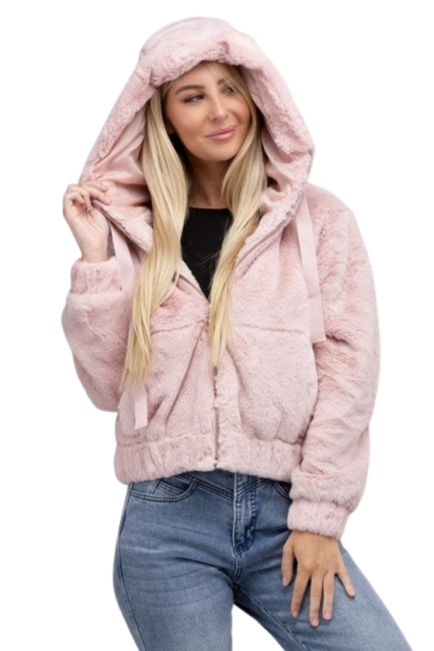 Fluffy Zip-Up Teddy Hoodie-Charmful Clothing Boutique