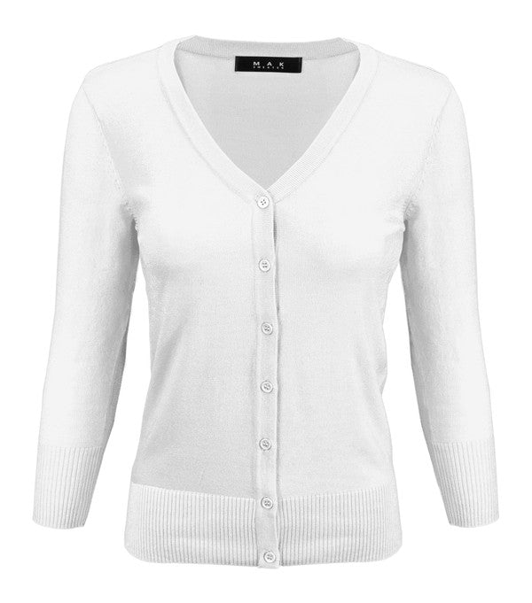 V-Neck Button Down Knit Plus Size Cardigan Sweater-Charmful Clothing Boutique