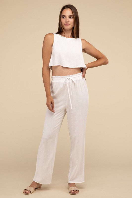 D-Linen Blended Top and Pants Set-Charmful Clothing Boutique