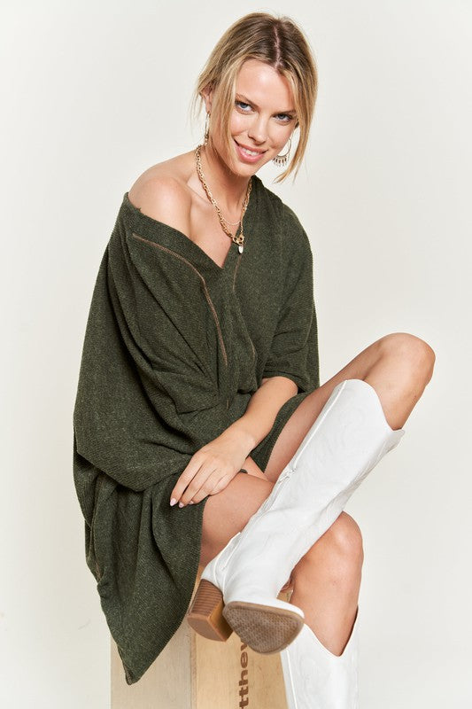 VNECK PONCHO TOP-Charmful Clothing Boutique