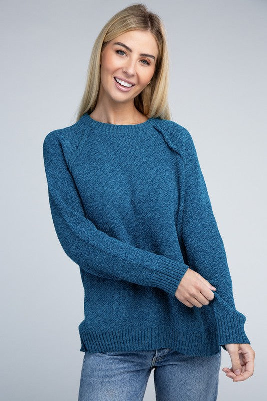 Raglan Chenille Sweater-Charmful Clothing Boutique