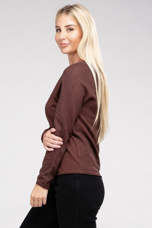 Viscose Round Neck Basic Sweater-Charmful Clothing Boutique