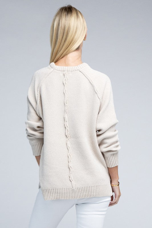 Raglan Chenille Sweater-Charmful Clothing Boutique