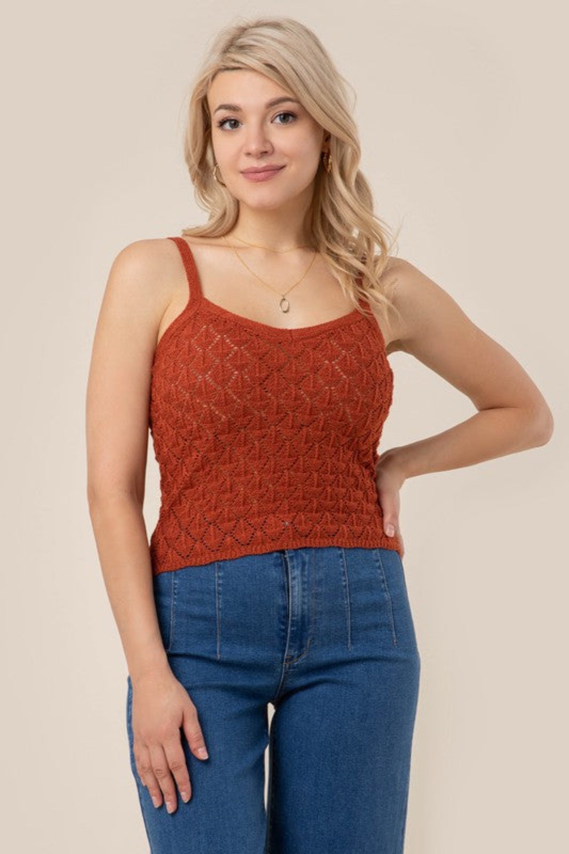 Crochet knit tank-Charmful Clothing Boutique