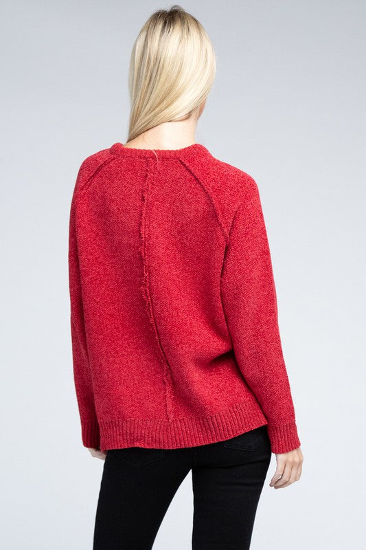 Raglan Chenille Sweater-Charmful Clothing Boutique