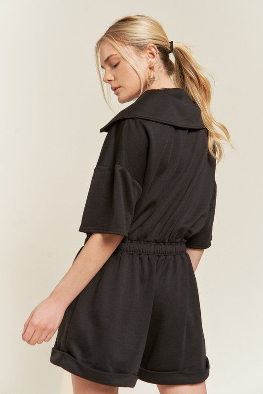 TERRY ZIP FRONT ROMPER-Charmful Clothing Boutique