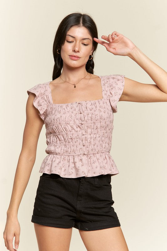 Floral print ruffled top-Charmful Clothing Boutique