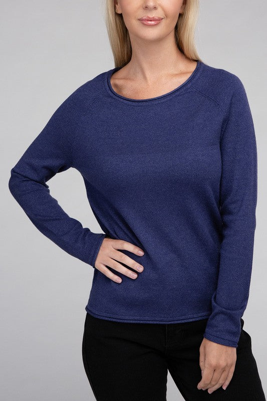 Viscose Round Neck Basic Sweater-Charmful Clothing Boutique