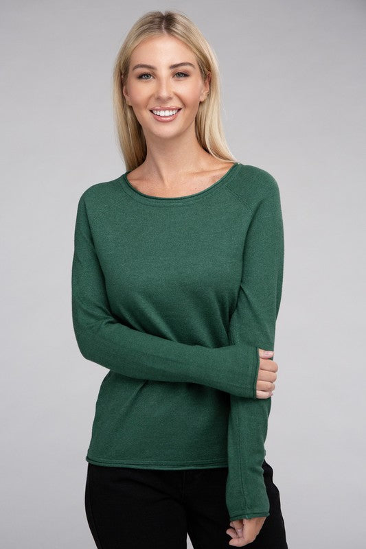 Viscose Round Neck Basic Sweater-Charmful Clothing Boutique