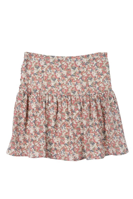 Shirred floral skirt-Charmful Clothing Boutique