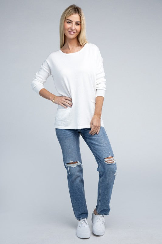 Viscose Front Pockets Sweater-Charmful Clothing Boutique