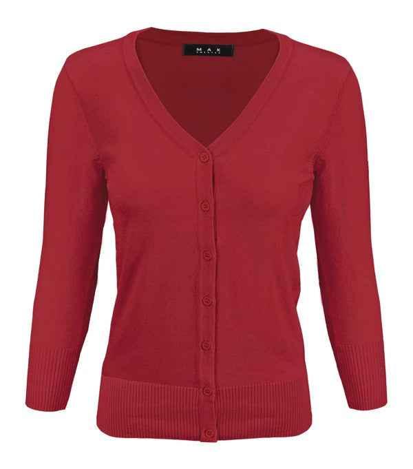 Crewneck Button Down Knit Plus Size  Cardigans-Charmful Clothing Boutique