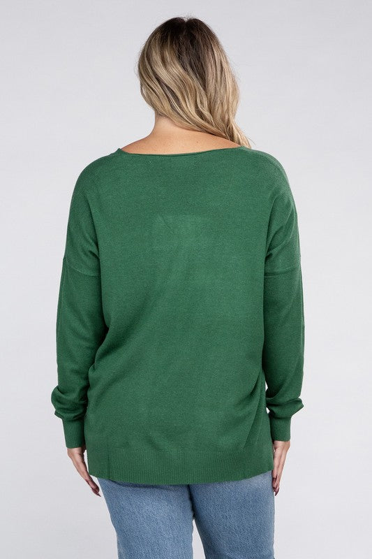 Plus Garment Dyed Front Seam Sweater-Charmful Clothing Boutique