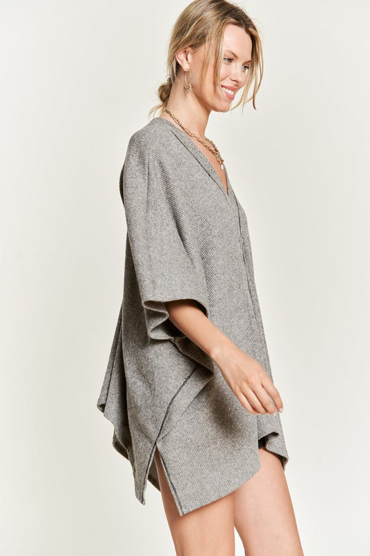 VNECK PONCHO TOP-Charmful Clothing Boutique