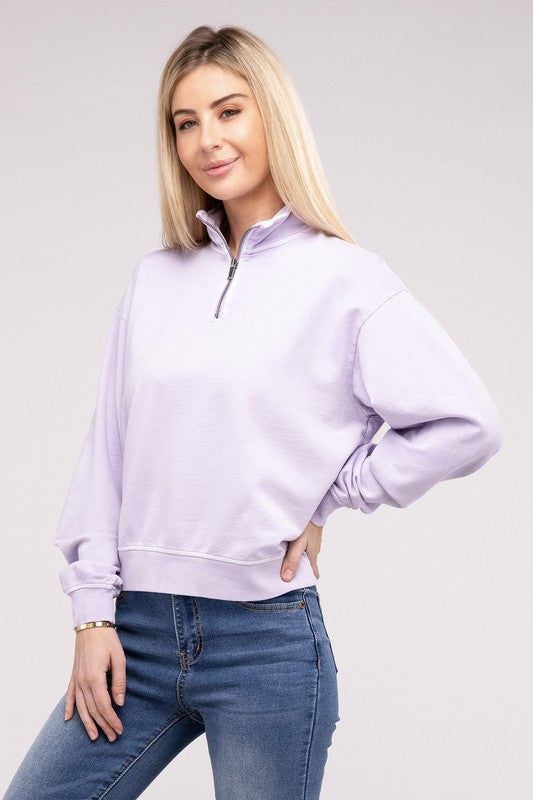 Half Zip Long Sleeve Sweatshirt-Charmful Clothing Boutique