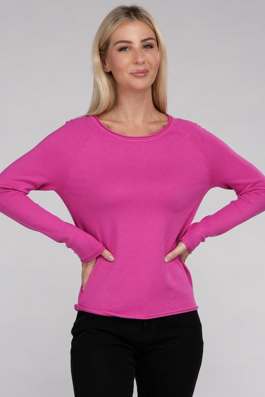 Viscose Round Neck Basic Sweater-Charmful Clothing Boutique
