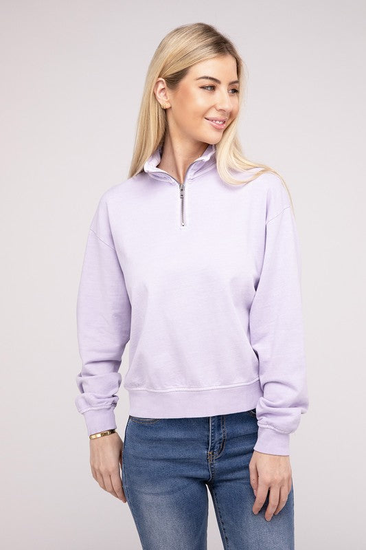 Half Zip Long Sleeve Sweatshirt-Charmful Clothing Boutique