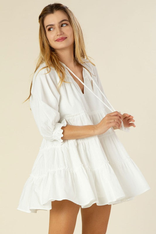 Tiered mini dress with tassel-Charmful Clothing Boutique