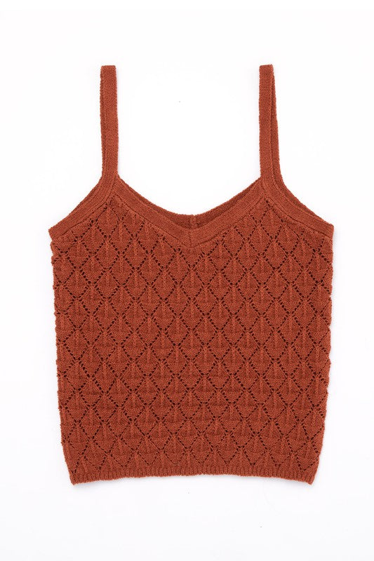 Crochet knit tank-Charmful Clothing Boutique