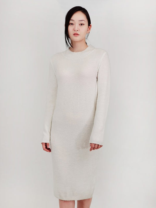 Loose Fit  Long Sleeve Textured Midi Sweater Dress-Charmful Clothing Boutique