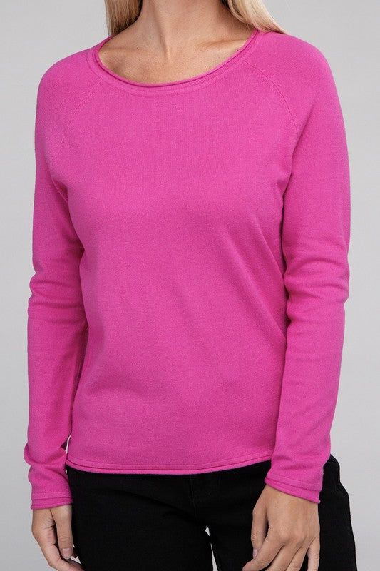 Viscose Round Neck Basic Sweater-Charmful Clothing Boutique