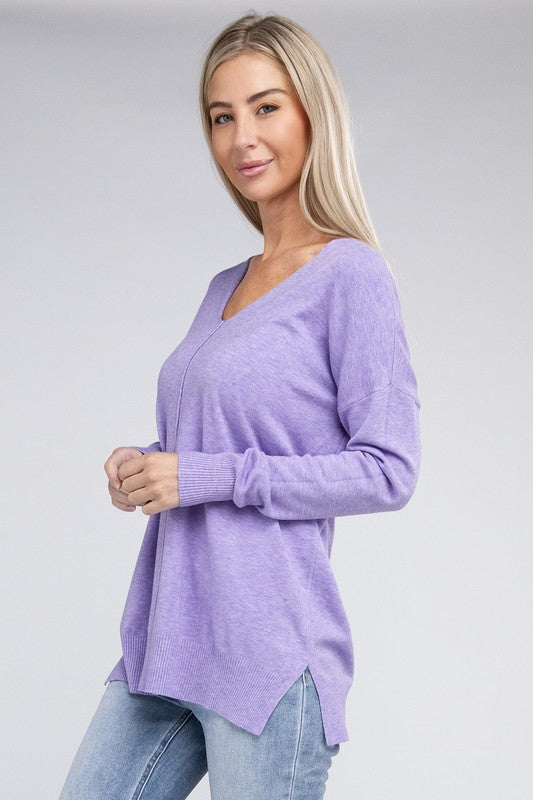 Garment Dyed Front Seam Sweater-Charmful Clothing Boutique