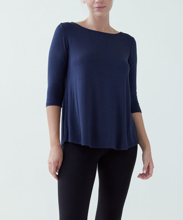 BAMBOO BOATNECK ELBOW SLEEVE-Charmful Clothing Boutique