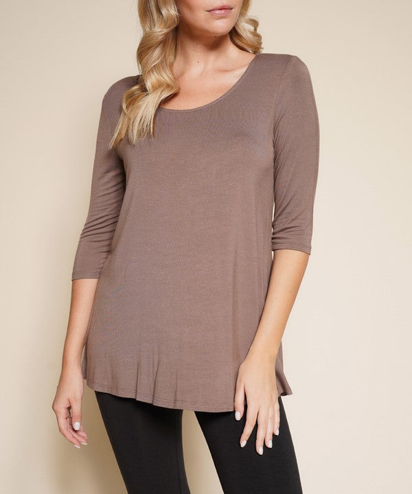 BAMBOO ELBOW TUNIC T-Charmful Clothing Boutique