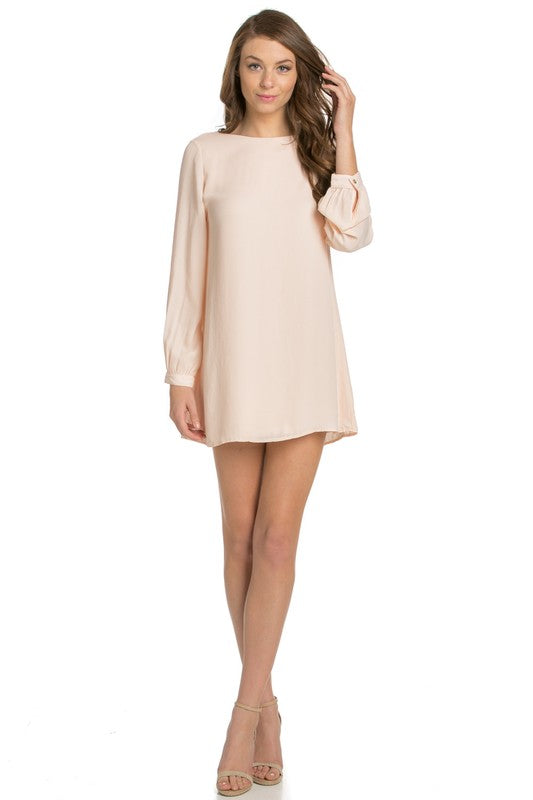 long sleeve shift dress coral-Charmful Clothing Boutique