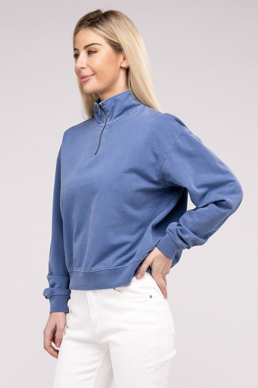 Half Zip Long Sleeve Sweatshirt-Charmful Clothing Boutique