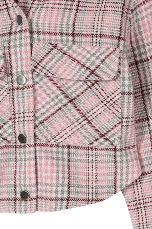 Plaid crop jacket-Charmful Clothing Boutique