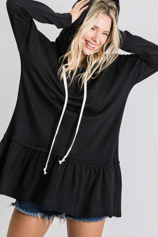 GIRLY PEPLUM HOODIE TUNIC-Charmful Clothing Boutique