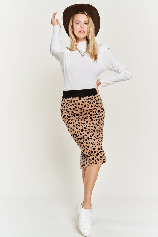 ANIMAL PRINT SWEATER SKIRTS KRS5026-2P-Charmful Clothing Boutique