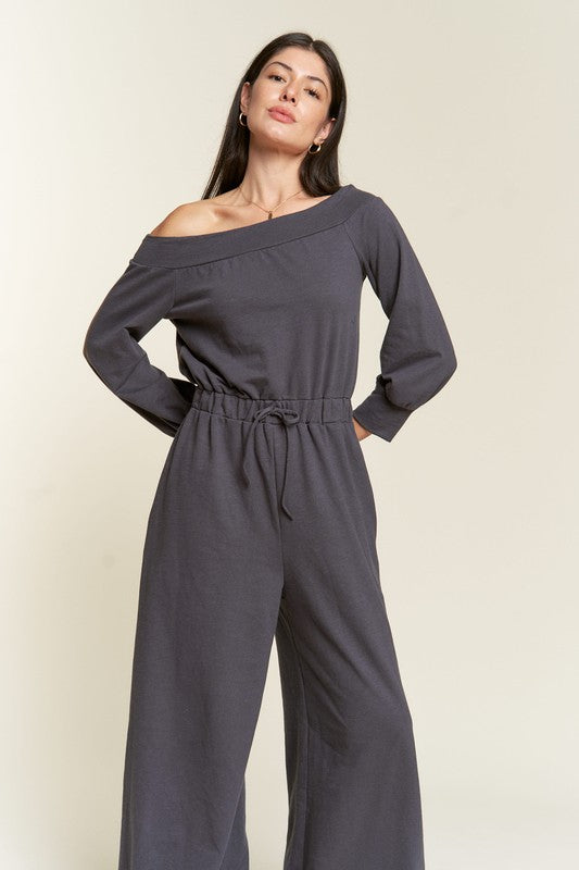 ONE SHOULDER TERRY JUMPSUIT-Charmful Clothing Boutique