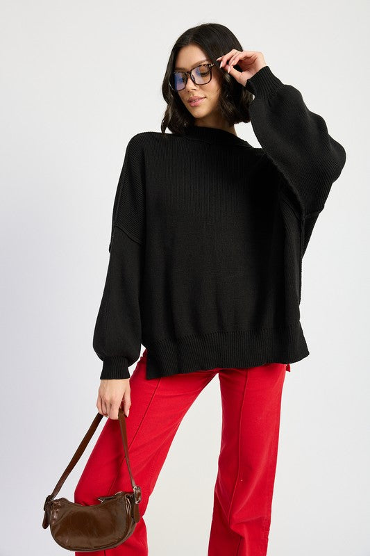 OVER FITTED LONG SLEEVE SWEATER TOP-Charmful Clothing Boutique