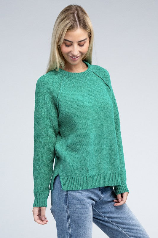 Raglan Chenille Sweater-Charmful Clothing Boutique