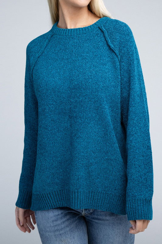 Raglan Chenille Sweater-Charmful Clothing Boutique