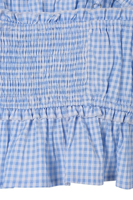 Blue gingham tank top-Charmful Clothing Boutique