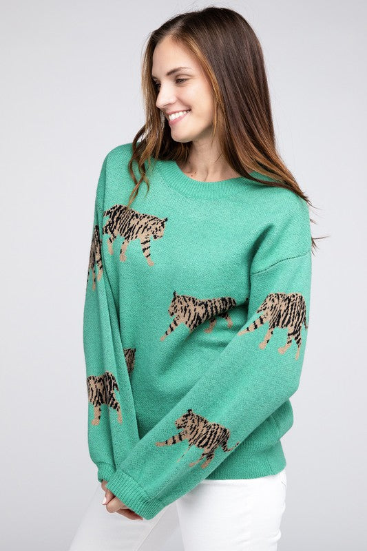 Tiger Pattern Sweater-Charmful Clothing Boutique