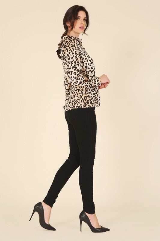 Satin leopard blouse-Charmful Clothing Boutique