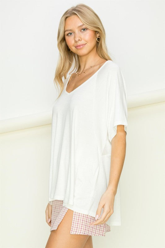 At Rest Oversized Short Sleeve Top-Charmful Clothing Boutique