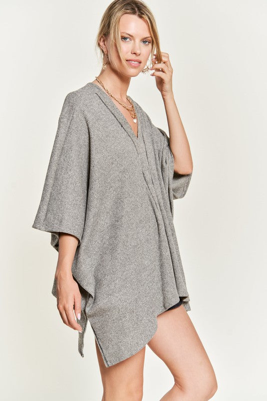 VNECK PONCHO TOP-Charmful Clothing Boutique