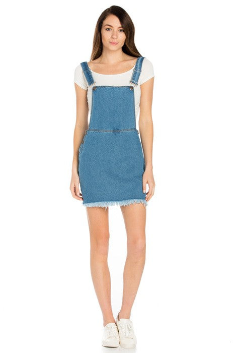 Denim Mini Skirt Overall-Charmful Clothing Boutique