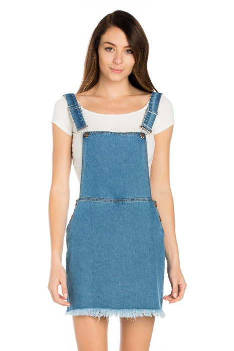 Denim Mini Skirt Overall-Charmful Clothing Boutique