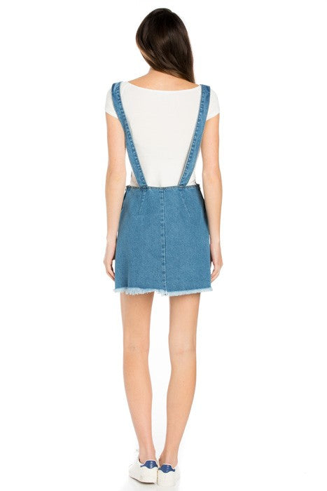 Denim Mini Skirt Overall-Charmful Clothing Boutique