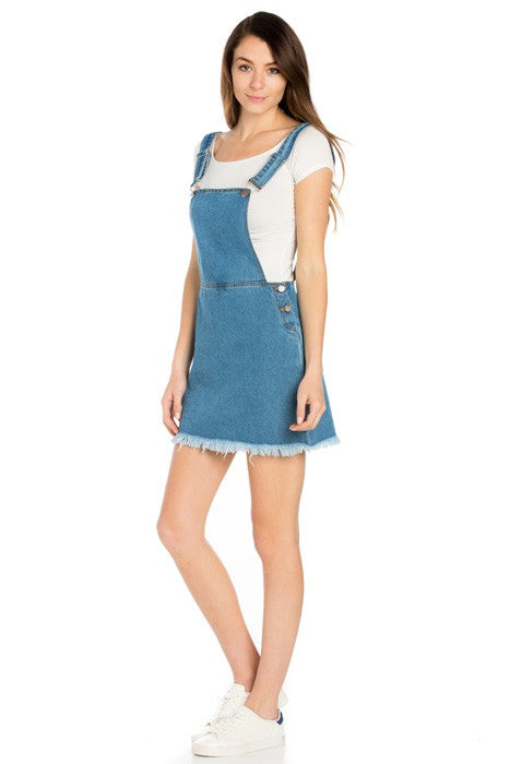 Denim Mini Skirt Overall-Charmful Clothing Boutique