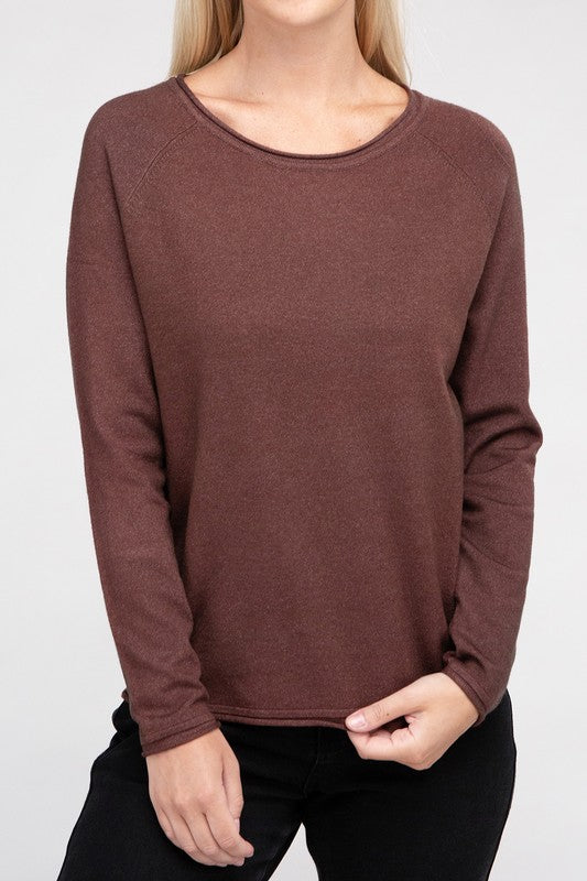 Viscose Round Neck Basic Sweater-Charmful Clothing Boutique