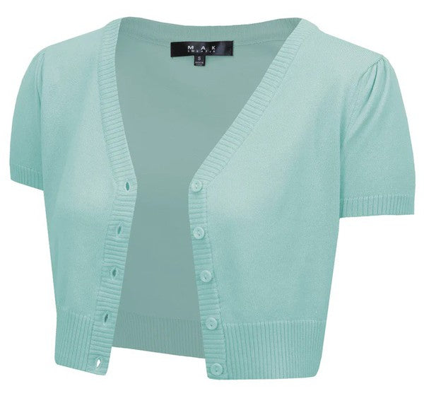 Cropped Bolero Button Down plus Cardigan Sweater-Charmful Clothing Boutique